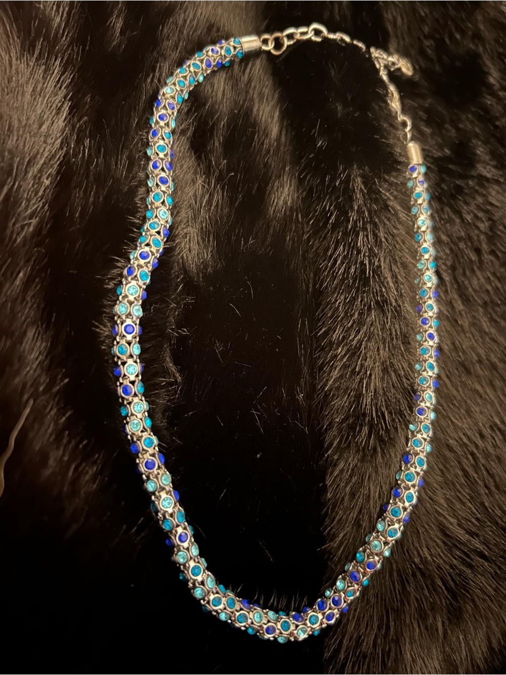 Blue & Teal Mesh Crystal Necklace - Women Jewelry Swarovski